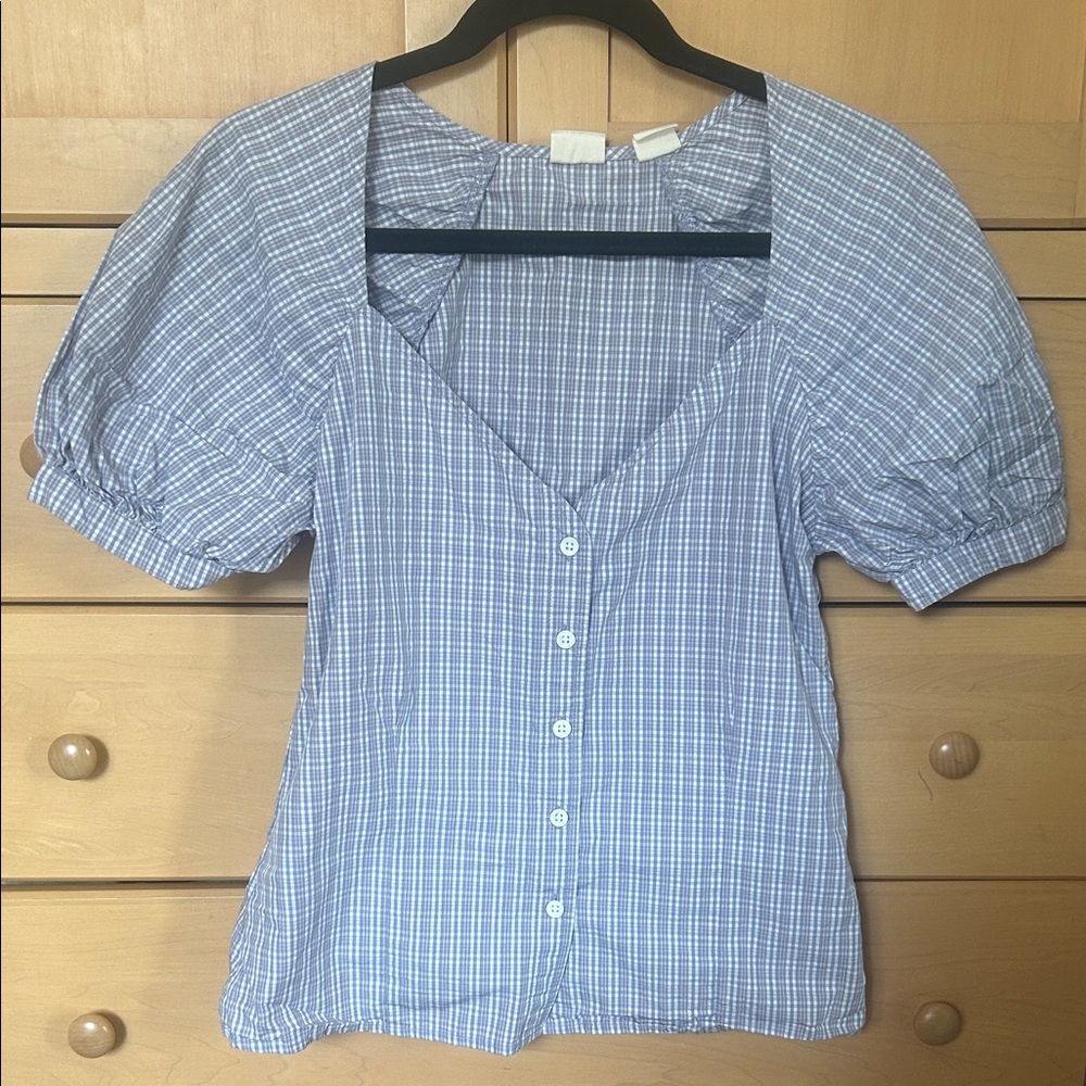 Levi's Light Blue Checkered Blouse